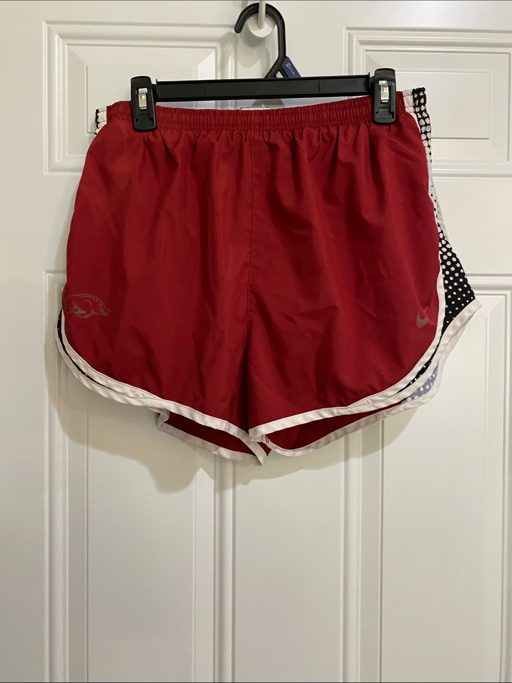 Razorbacks Nike Women’s Red Athletic Shorts with White Trim